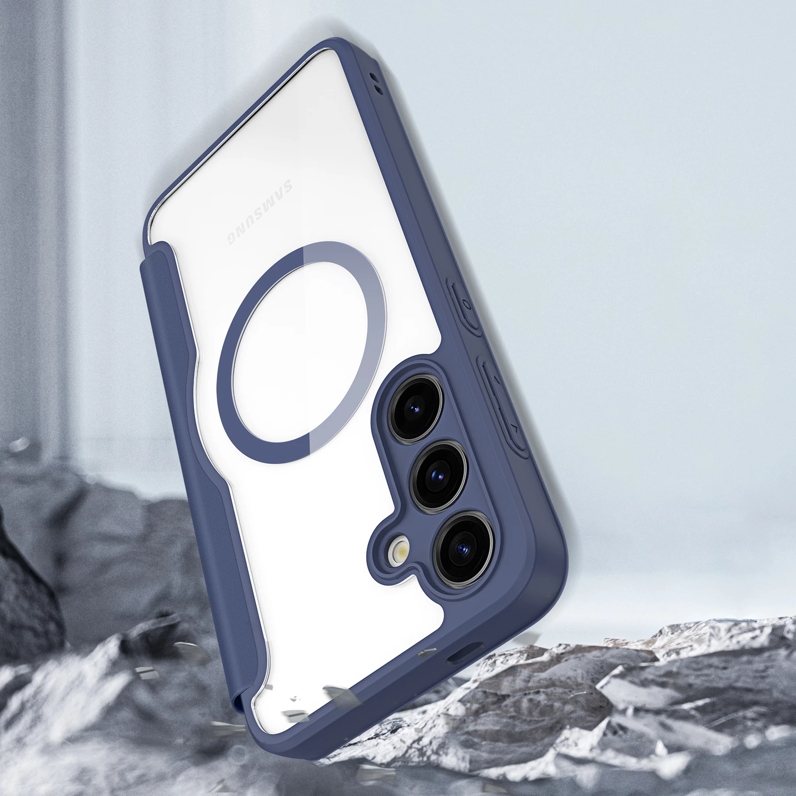 Mbështjellës Dux Ducis Skin X Pro për Samsung Galaxy S24+, me magnet dhe kapak, kaltër