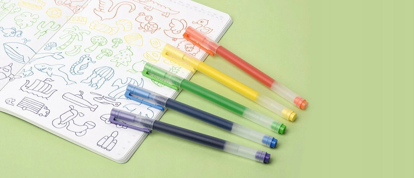 Stilolaps gel Xiaomi Mi High-capacity Ink Pen BHR8860GL 0.5 mm, set 5 copë, shumëngjyrësh