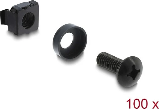 Set montimi rack DeLOCK, për 10"/19", 100 copë, i zi