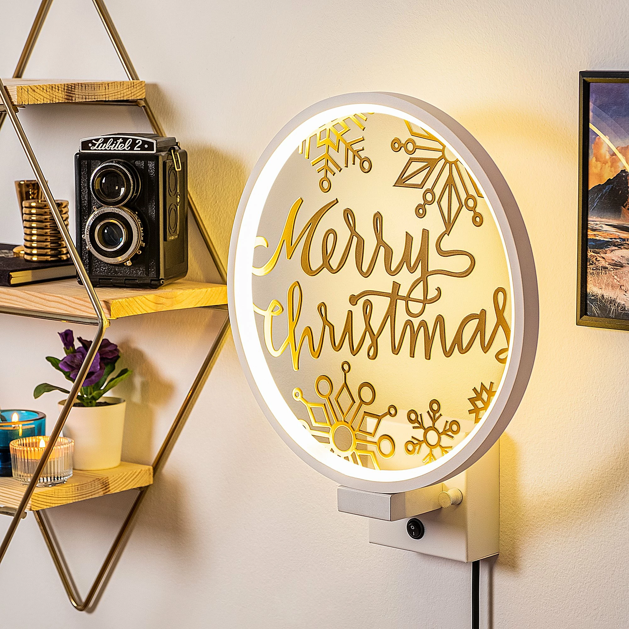 Llambë muri Opviq, XMAS29, e bardhë dhe ari