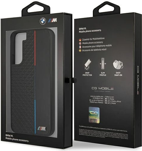 Mbështjellës BMW M Collection Triangles për Samsung Galaxy S22+, i zi, hardcase