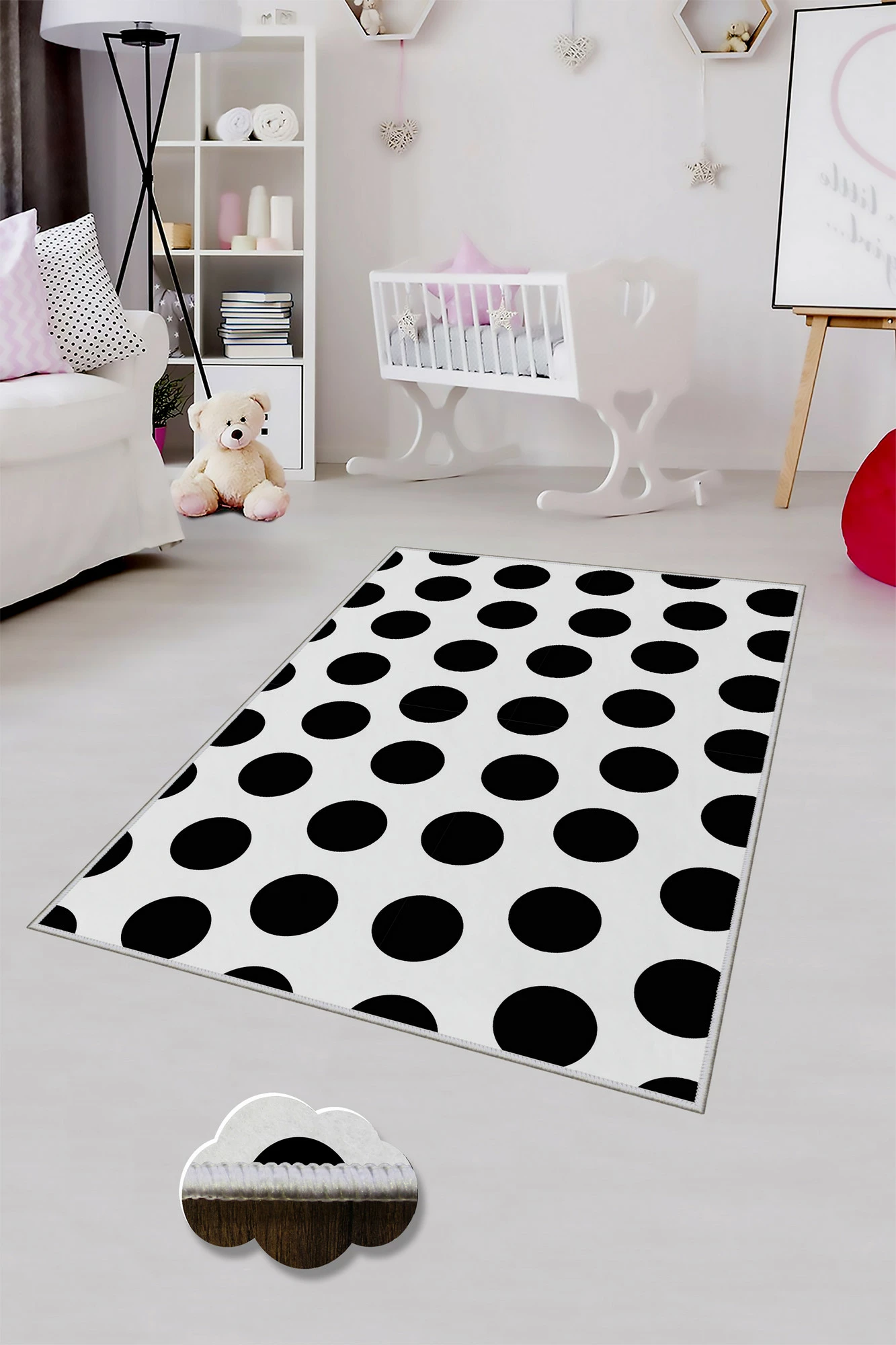 Qilim me pika të zeza, shumëngjyrësh, 120x180cm, WOOKECE060