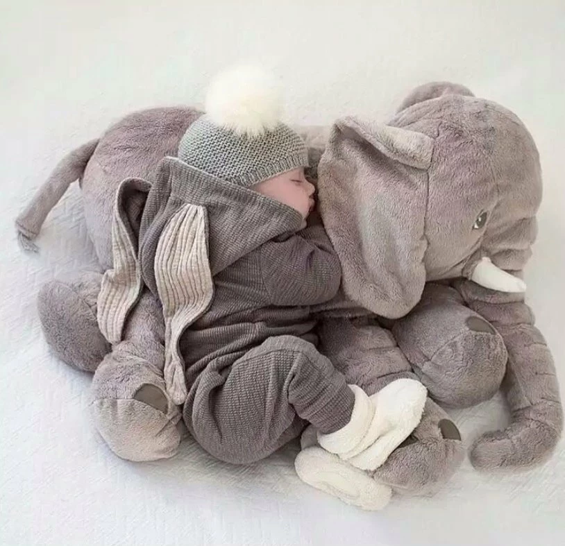 Jastëk lodër pelushi elefant, Gotel B48L, 70 cm, gri