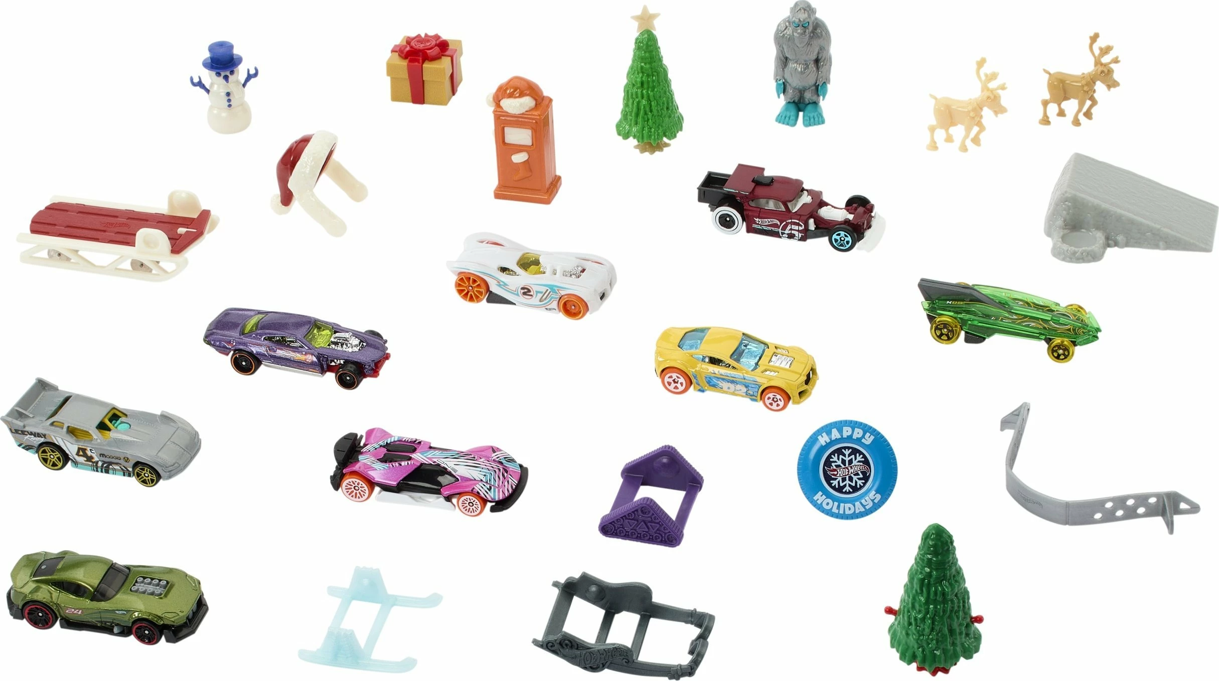 Kalendar adventi Mattel Hot Wheels HTG00, 24 ditë, 8 vetura 1:64 + 16 aksesorë, me tapet loje