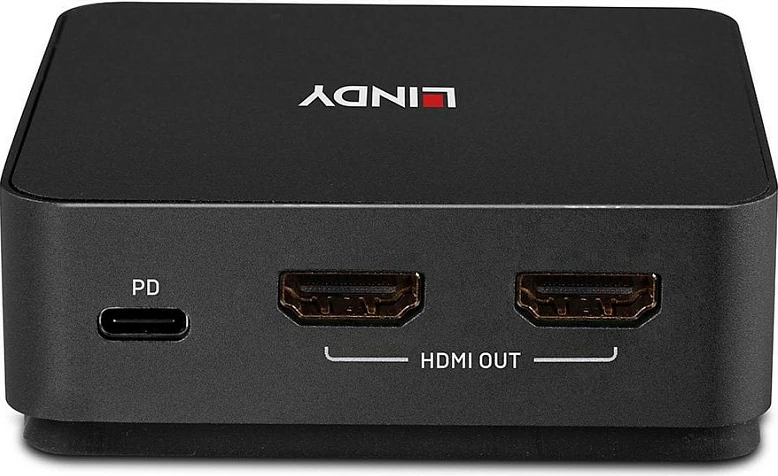 Switch KVM Lindy 2-Port USB-C, Dual HDMI 4K60, USB PD 100W, Gri