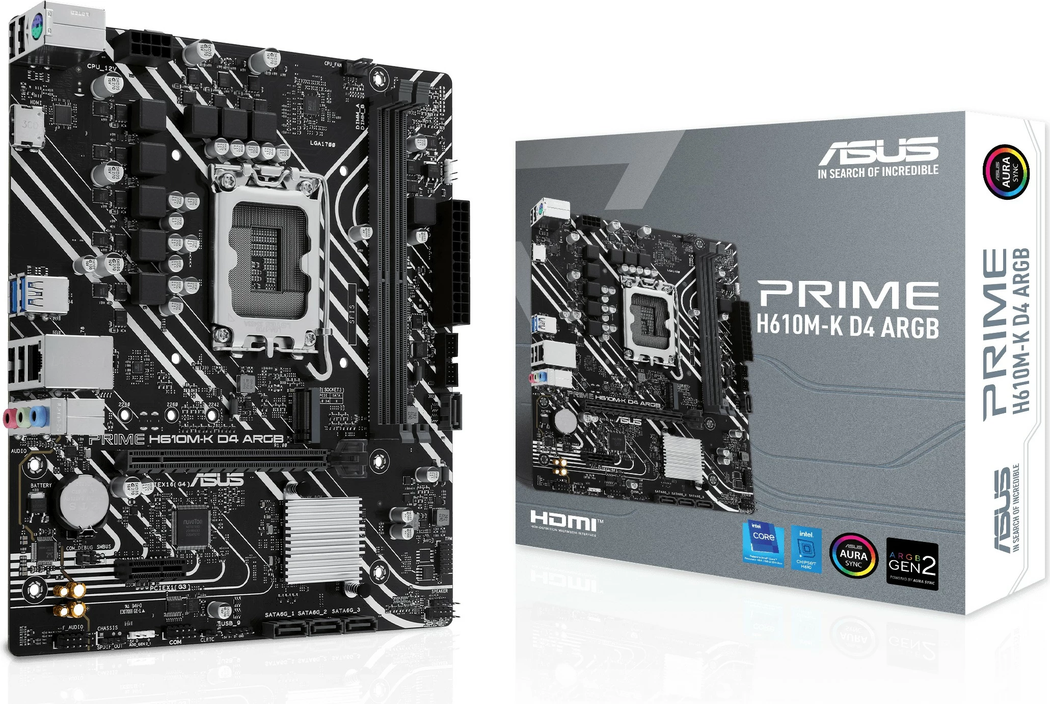 Pllakë amë ASUS PRIME H610M-K D4 ARGB, Intel, LGA 1700, DDR4, 64 GB