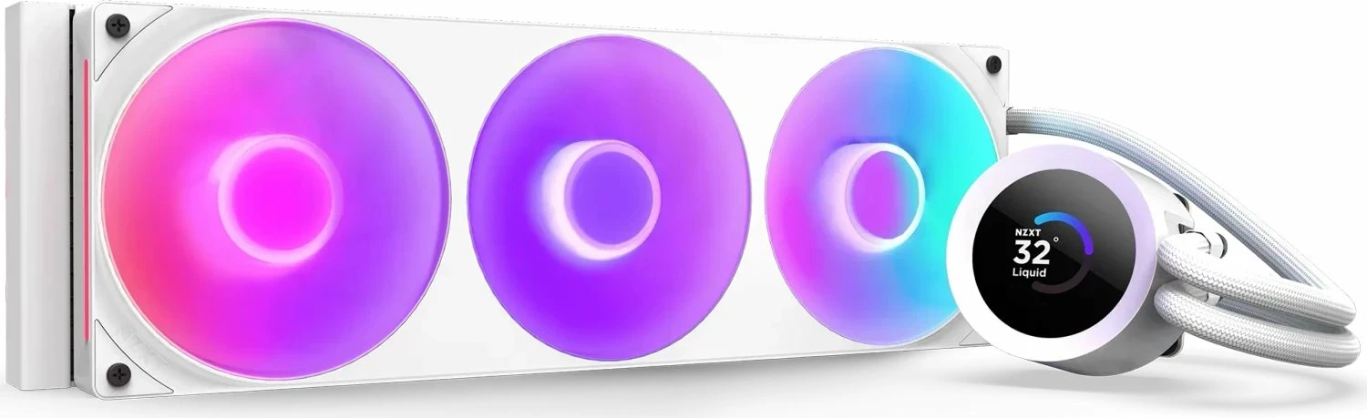Ftohës me ujë AIO NZXT Kraken Plus 360 RGB RL-KR360-W2 360mm, LCD 1.54\", 3x120mm, e bardhë