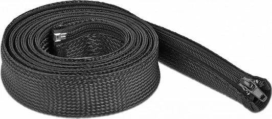 Mbështjellës kabllosh DeLOCK, gërshetuar me zinxhir, 2 m, 30 mm, rezistent nxehtësie, i zi
