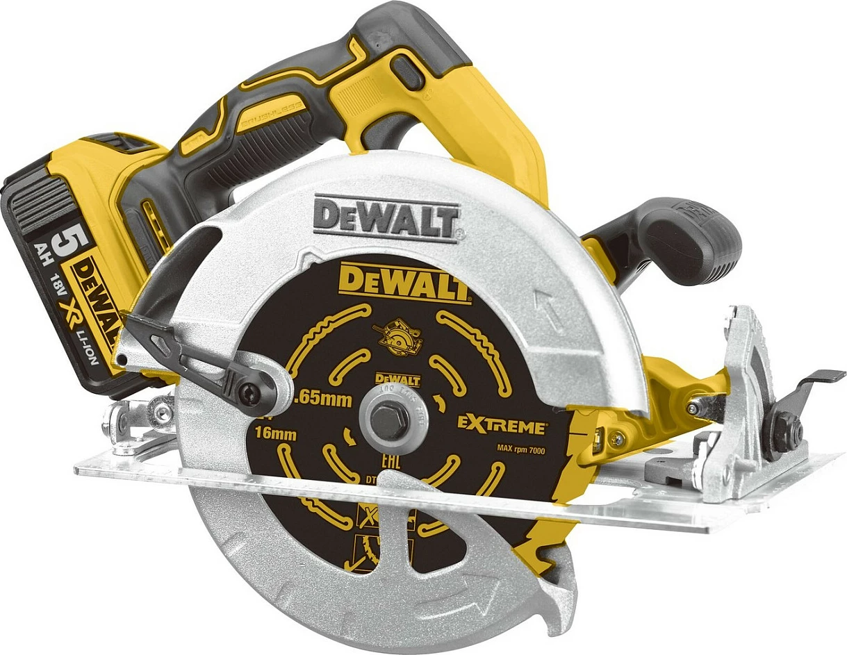 Sharrë rrethore DeWALT DCS570NT-XJ, 18V, 184mm, brushless, 2x 5Ah, e zezë/verdhë