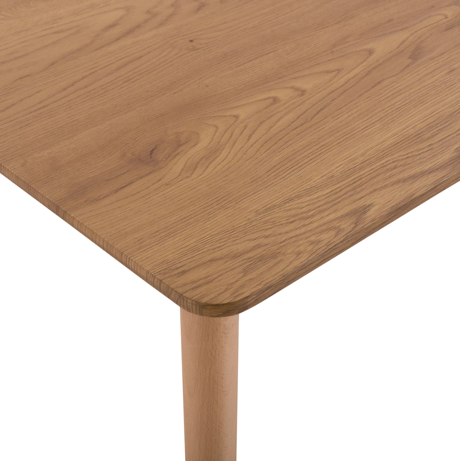 Tavolinë minimaliste për ngrënie, FH008.04, këmbë druri ahu, 120x80x73cm