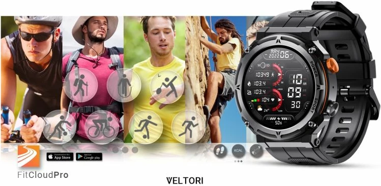 Smartwatch VELTORI për meshkuj, e zezë