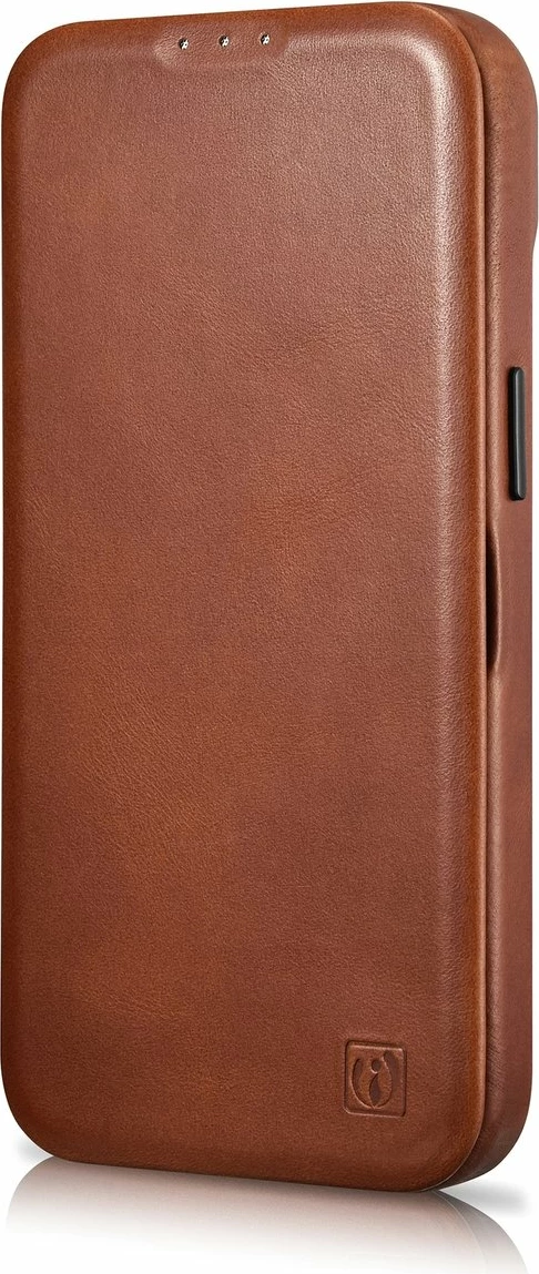 Mbështjellës iCarer Oil Wax Premium Leather Folio për iPhone 14 Plus, MagSafe, kafe