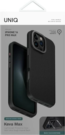 Mbështjellës UNIQ Keva Max Magclick për iPhone 16 Pro Max, i zi