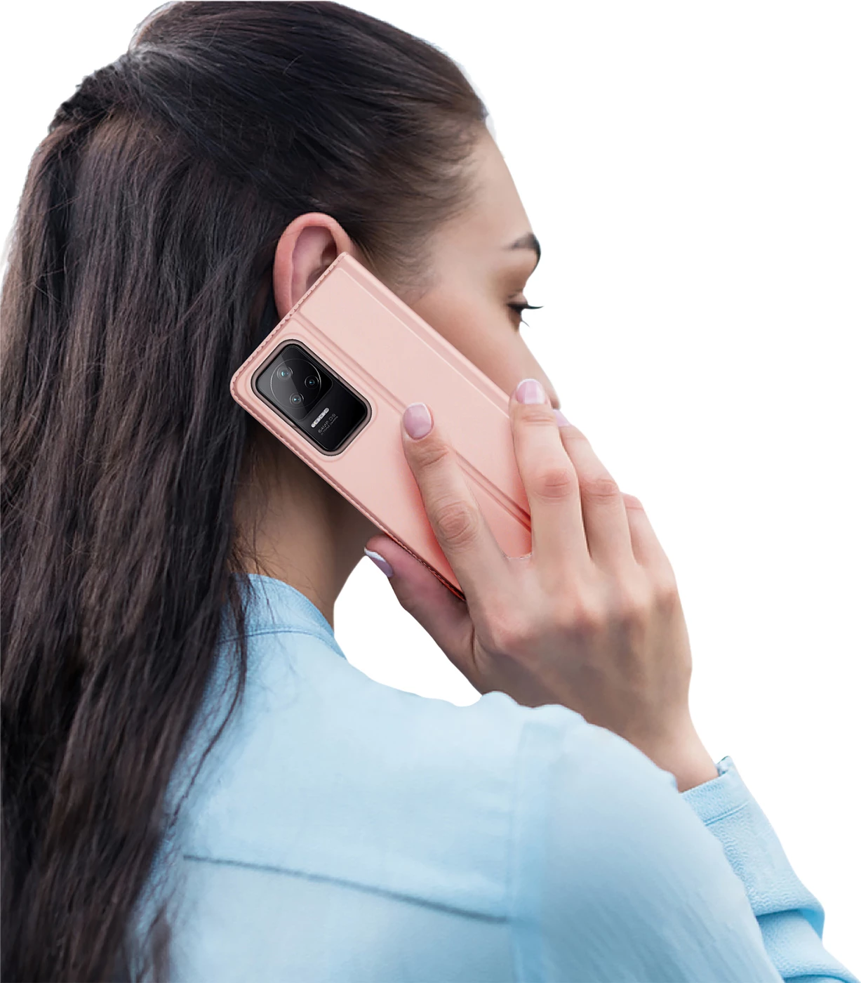 Mbështjellës Dux Ducis Skin Pro për Xiaomi Poco F4 5G, me xhep dhe qëndrim, rozë