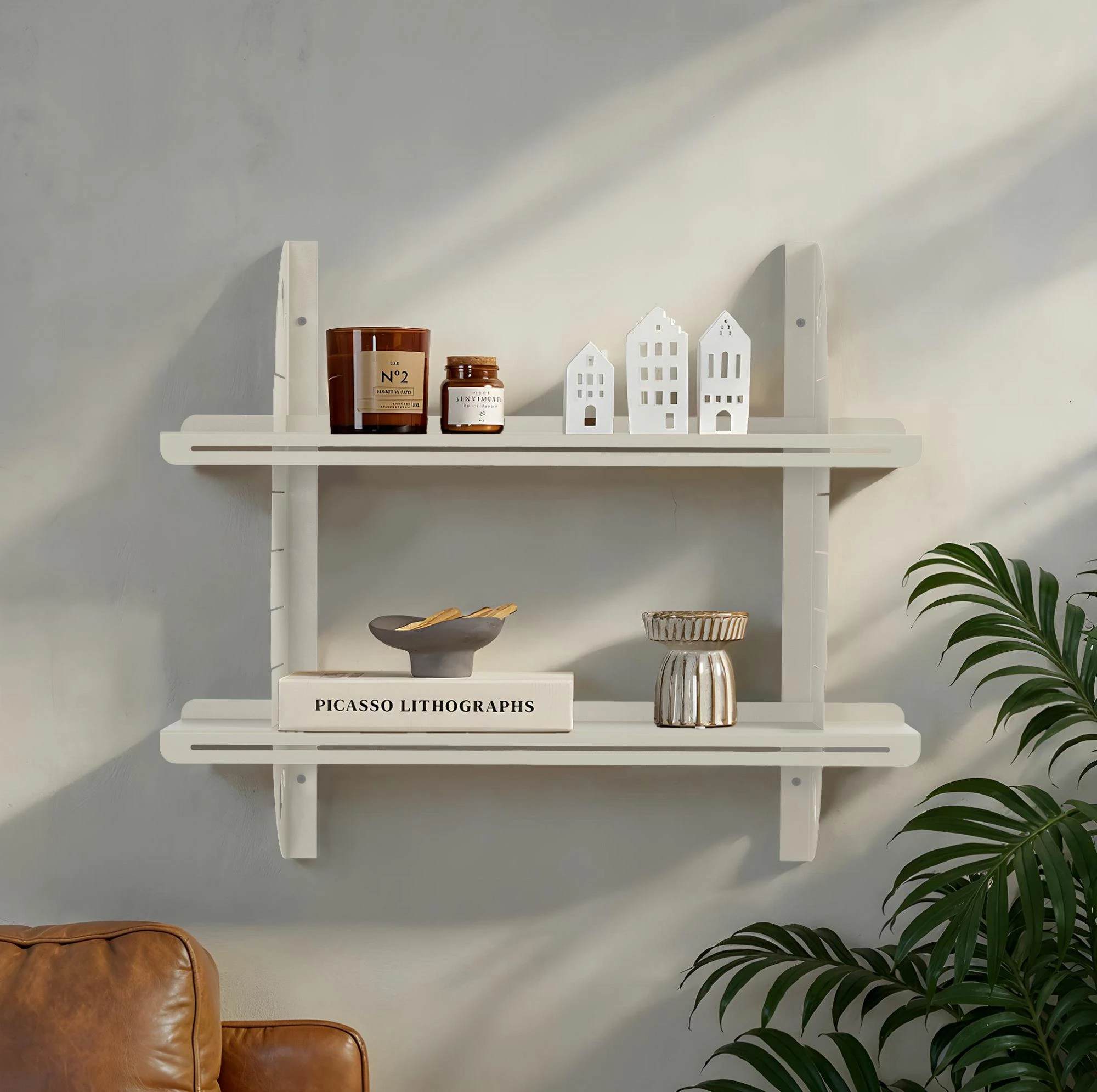 Raft dekorativ metalik për mur, ngjyrë bezhë e butë, Skye Decor, Vlnt126Kr
