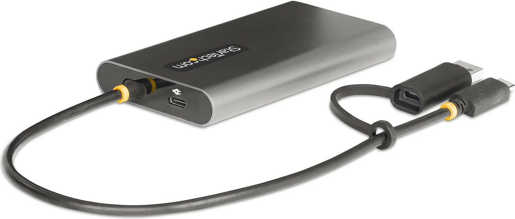 Adapter USB-C/A në Dual HDMI StarTech, 2x HDMI, 4K 60Hz, Power Delivery 100W, gri