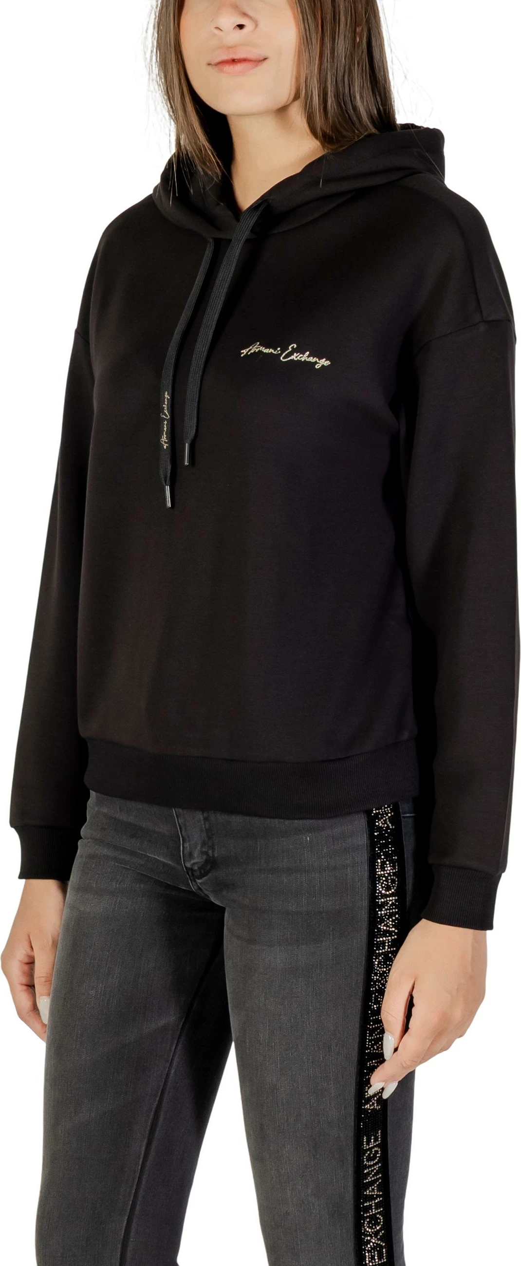 Duks me kapuç për femra Armani Exchange XW000836 AF13397, i zi me ari [Madhësia: L]