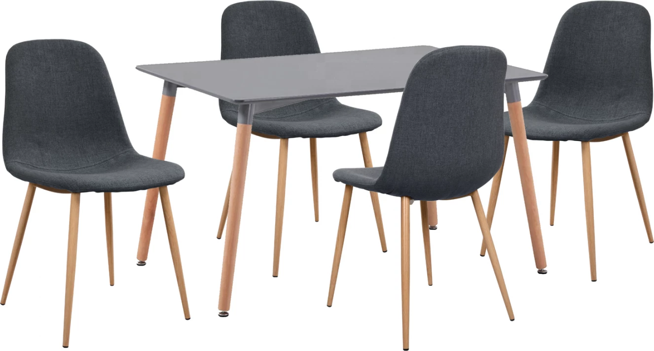 Set tavoline ngrënieje 5 pjesë Tavolinë Minimal 45x54x84 cm me karrige gri Leonardo FH11330.10