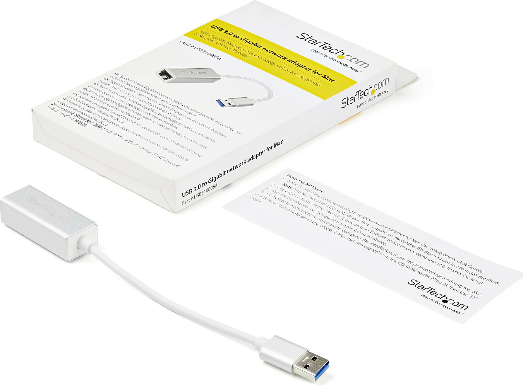 Adapter rrjeti USB 3.0 në Gigabit Ethernet StarTech USB31000SA, RJ-45, argjendtë