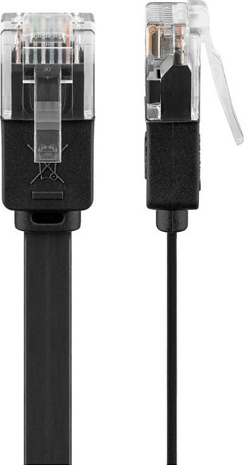 Kabllo rrjeti Goobay Patch RJ45-RJ45 CAT6, 0.5 m, Flat, e zezë