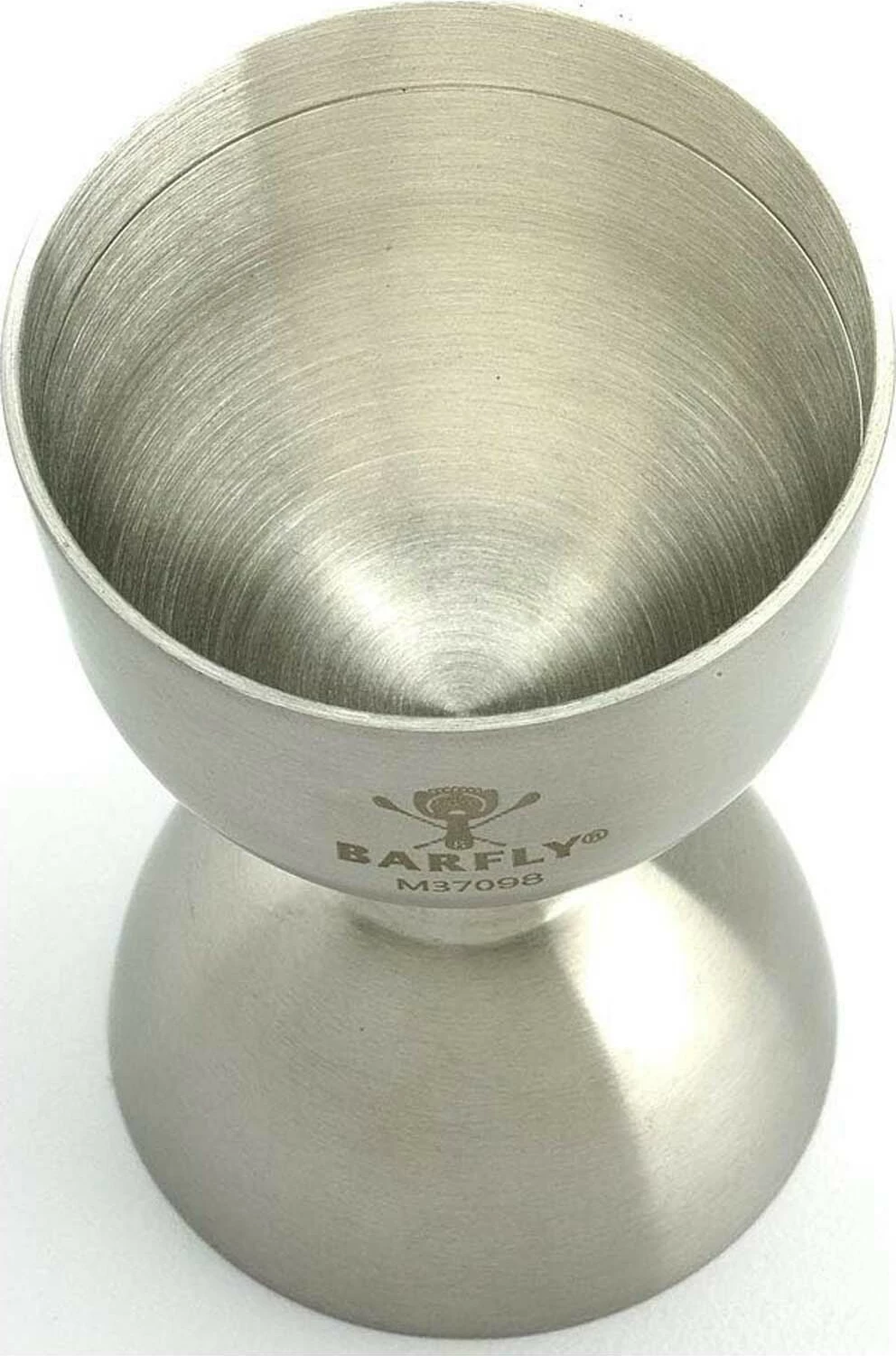 Jigger matës barmanësh, BarFly, 25/50 ml, inoks 18/8, buzë e drejtë, argjendtë/bakër antik