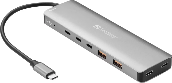 Docking station USB-C Sandberg 136-79, 5xUSB-C + 2xUSB-A, 10Gb/s, Power Delivery 100W, gri