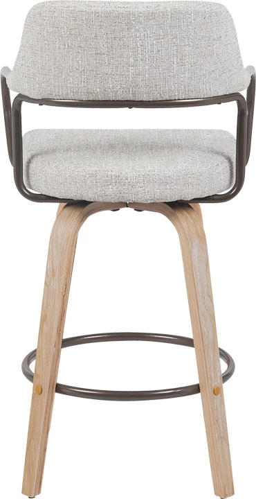 Karrige për bar rrotulluese, lartësi mesatare, metal-dru, stof bezhë-kafe, 54x52x98cm