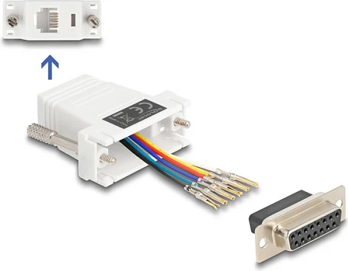 Adapter DeLOCK 67088 D-Sub 15 në RJ12, i bardhë