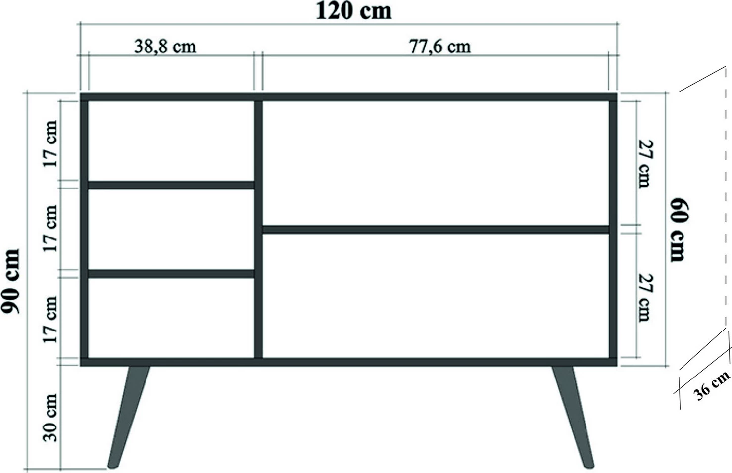 Konsol Hanah Home, Mega - 122, ngjyrë lisi Sonoma