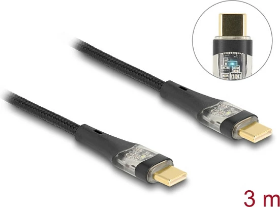 Kabllo USB-C DeLOCK USB-C në USB-C, PD 3.0 100W, 3m, USB 2.0, e zezë