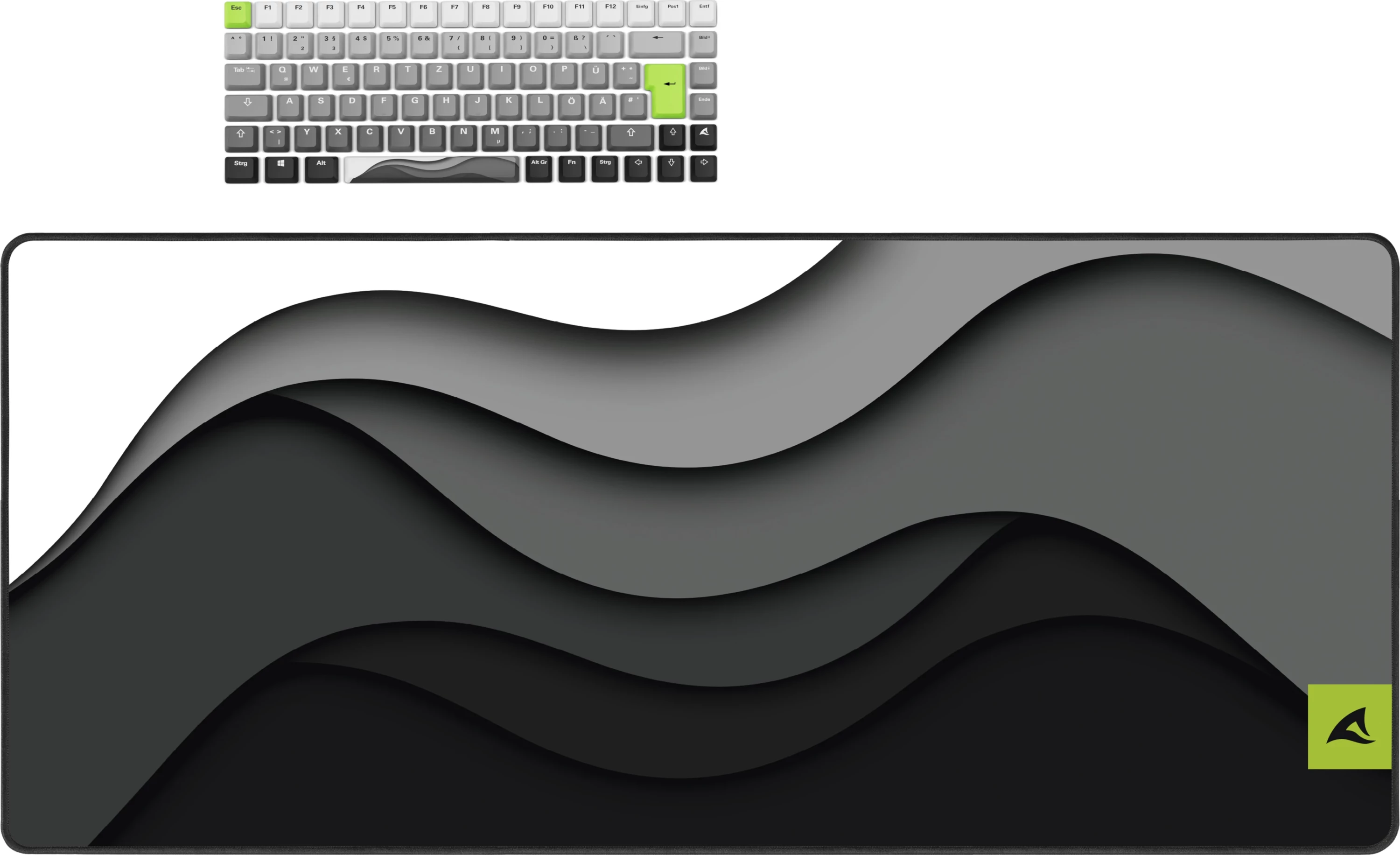 Tastierë mekanike Sharkoon SKILLER SGK50 S3 bundle me mauspad, gri/neon e gjelbër