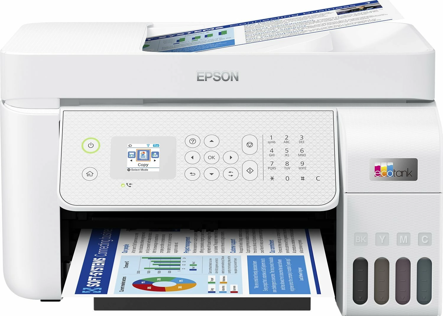 Printer multifunksional inkjet Epson EcoTank L5316 A4 CISS Wi‑Fi/Ethernet me ADF dhe fax, i bardhë