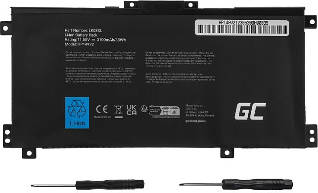 Bateri laptopi Green Cell LK03XL për HP Envy x360 15-BP/15-CN/17-AE/17-BW, Li-Ion, e zezë