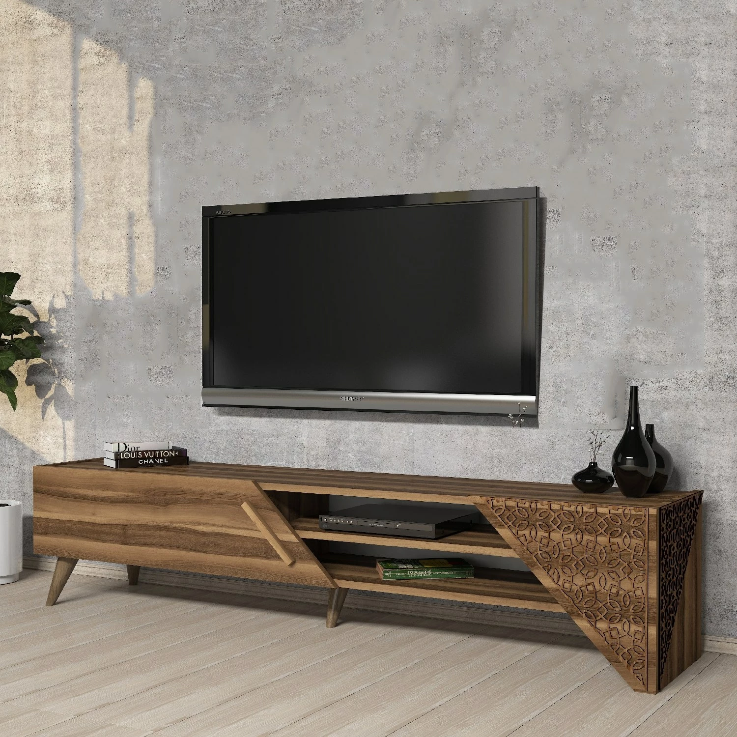 Komodë TV Skye Decor, Beril 2, ngjyrë arre