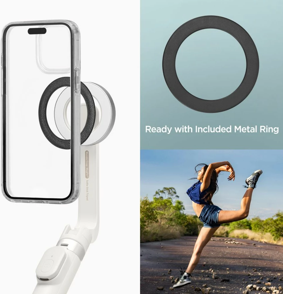 Selfie stick Spigen S571W me tripod, MagSafe, Bluetooth, bezhë