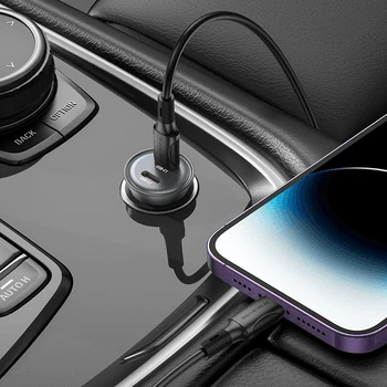 Karikues veture BOROFONE BZ26B PD 45W, 2x USB-C (QC 3.0), me kabllo USB-C në Lightning 1m, i zi