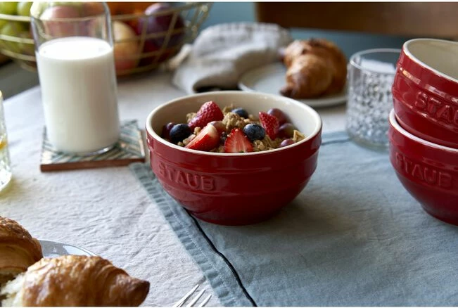 Set 4 tasash shërbimi STAUB, 12 cm, të kuqe