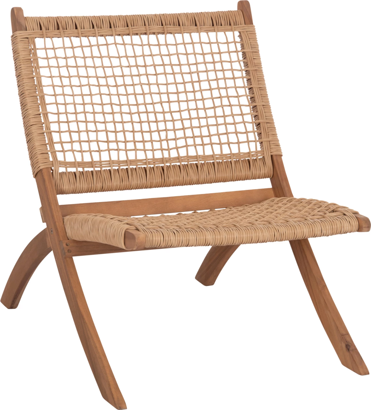 Karrige lounge palosëse FERMO, dru akacie, thurje sintetike, natyrale, 78x60x73cm, set prej 2 copë