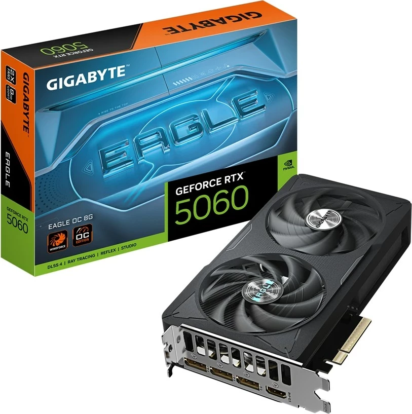 Kartelë grafike Gigabyte GeForce RTX 5060 EAGLE OC 8G, 8 GB GDDR7, e zezë