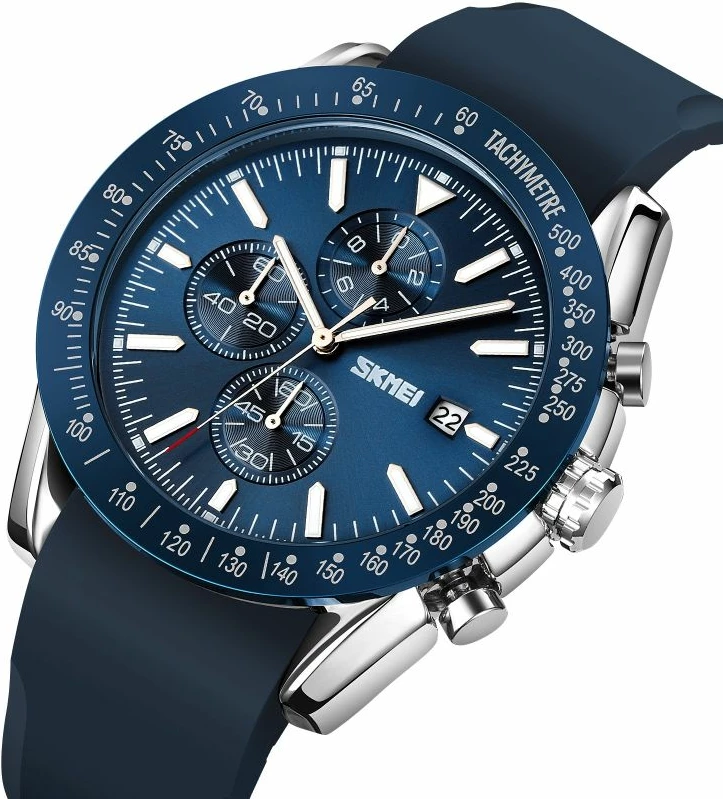 Orë dore për meshkuj Skmei, blu e argjendtë
