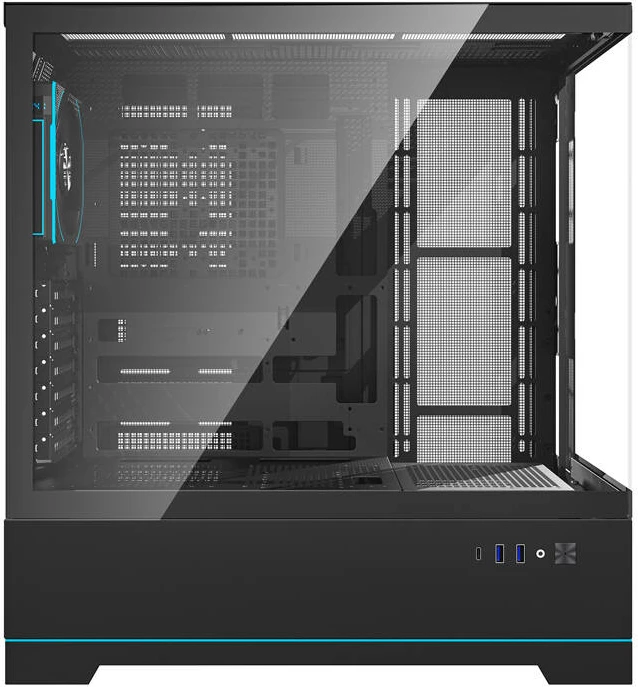 Kasë Darkflash DY451 PRO, Midi Tower, ARGB, panel xhami, e zezë, me 1 ventilator