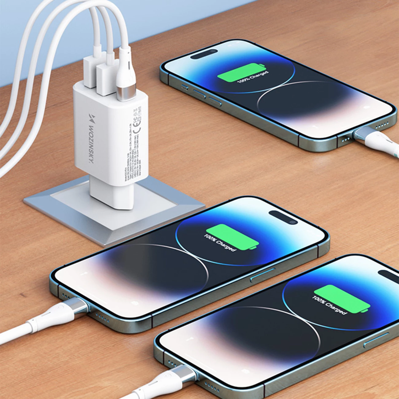 Karikues muri Wozinsky CWCUCW, 30W, 1x USB-C, 2x USB-A, i bardhë