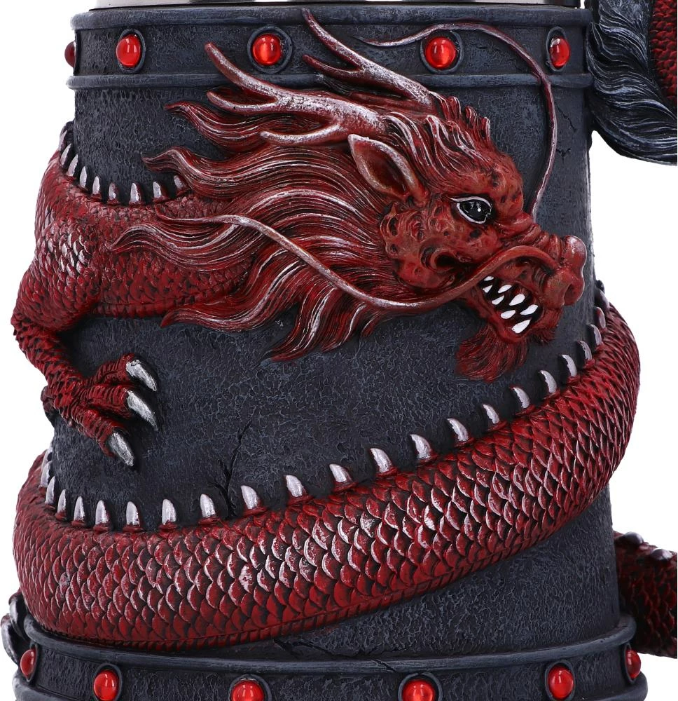 Krug Nemesis Now Dragon Coil 16 cm, me insert çeliku inox, kuqe/zezë
