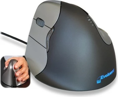 Maus vertikal Evoluent Vertical Mouse 4, 6 butona, me kabllo, për dorë të majtë