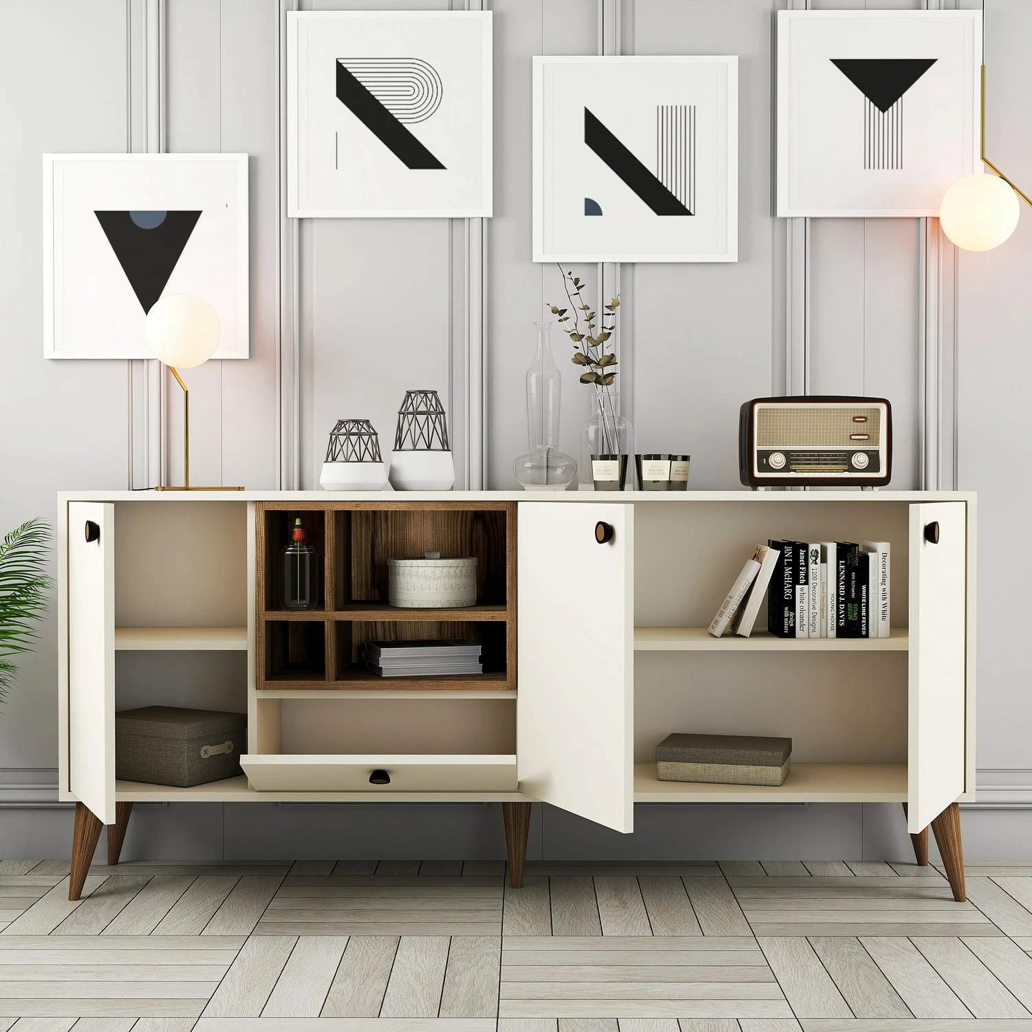 Konsol Skye Decor, ngjyrë krem, Napoli