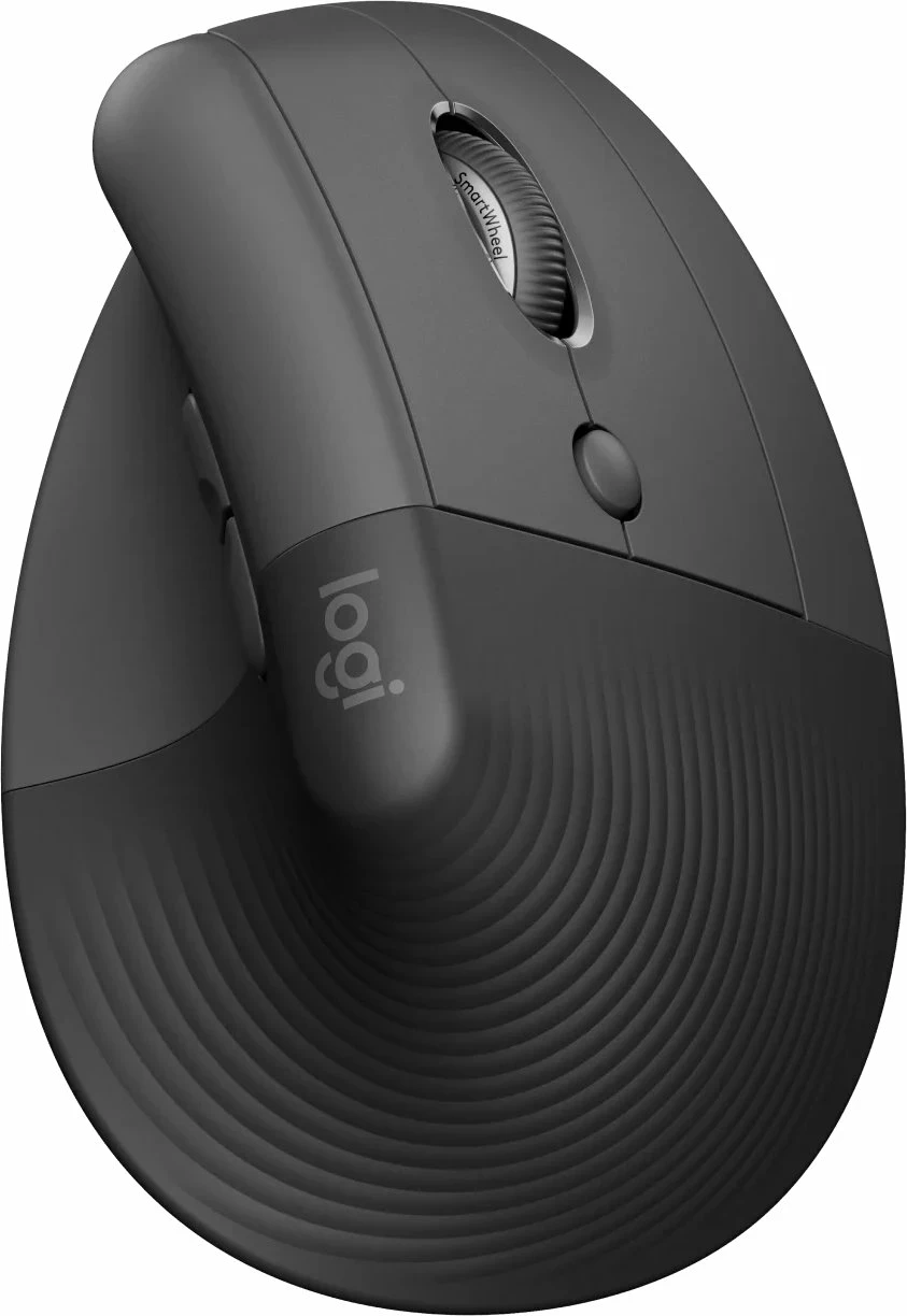 Maus vertikal Logitech Lift 910-006494, 4000 DPI, wireless Bluetooth/USB, për dorë të djathtë, Graphite