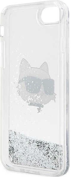 Mbështjellës Karl Lagerfeld KLHCI8LNHCCS për iPhone 7/8/SE 2020/2022, Glitter Choupette, Argjendtë