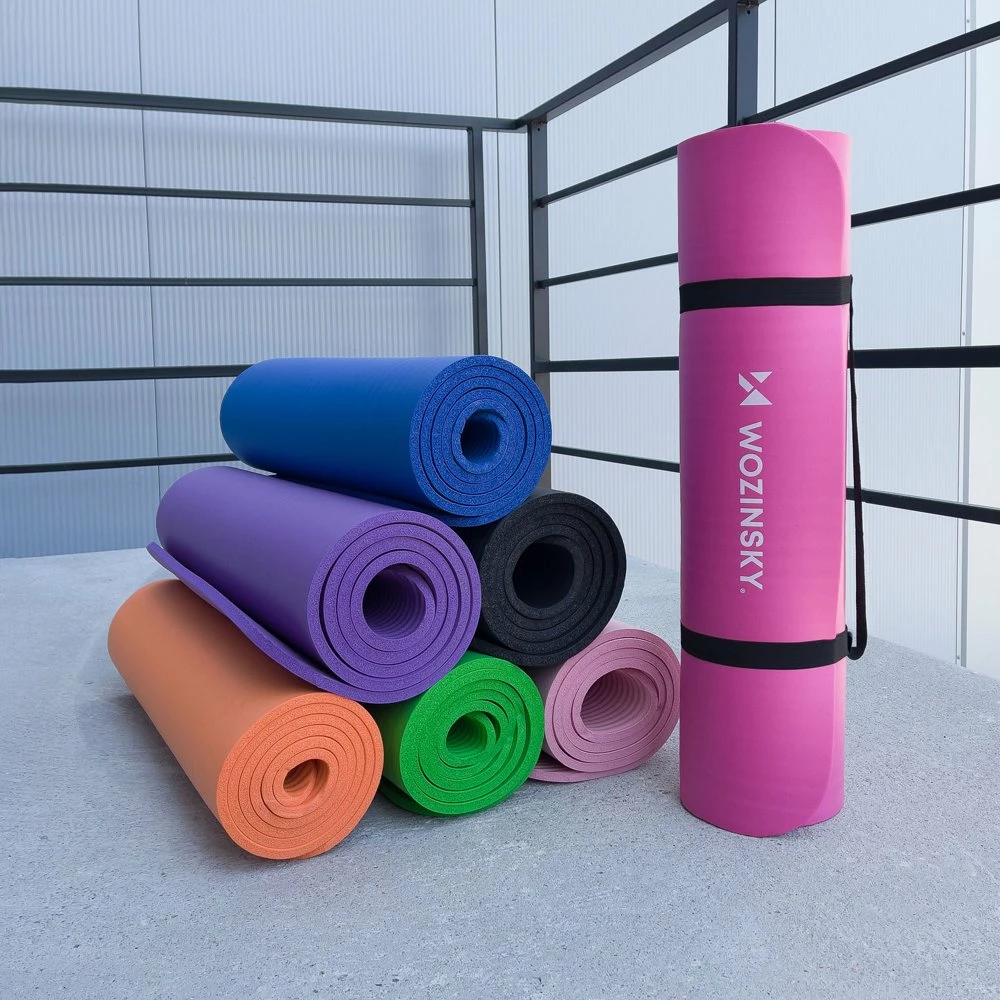 tapet ushtrimesh për yoga/fitness, Wozinsky, WNSP-PINK, 181x63x1 cm, shkumë NBR, antirrëshqitës, 900 g, rozë, me rrip dhe qese