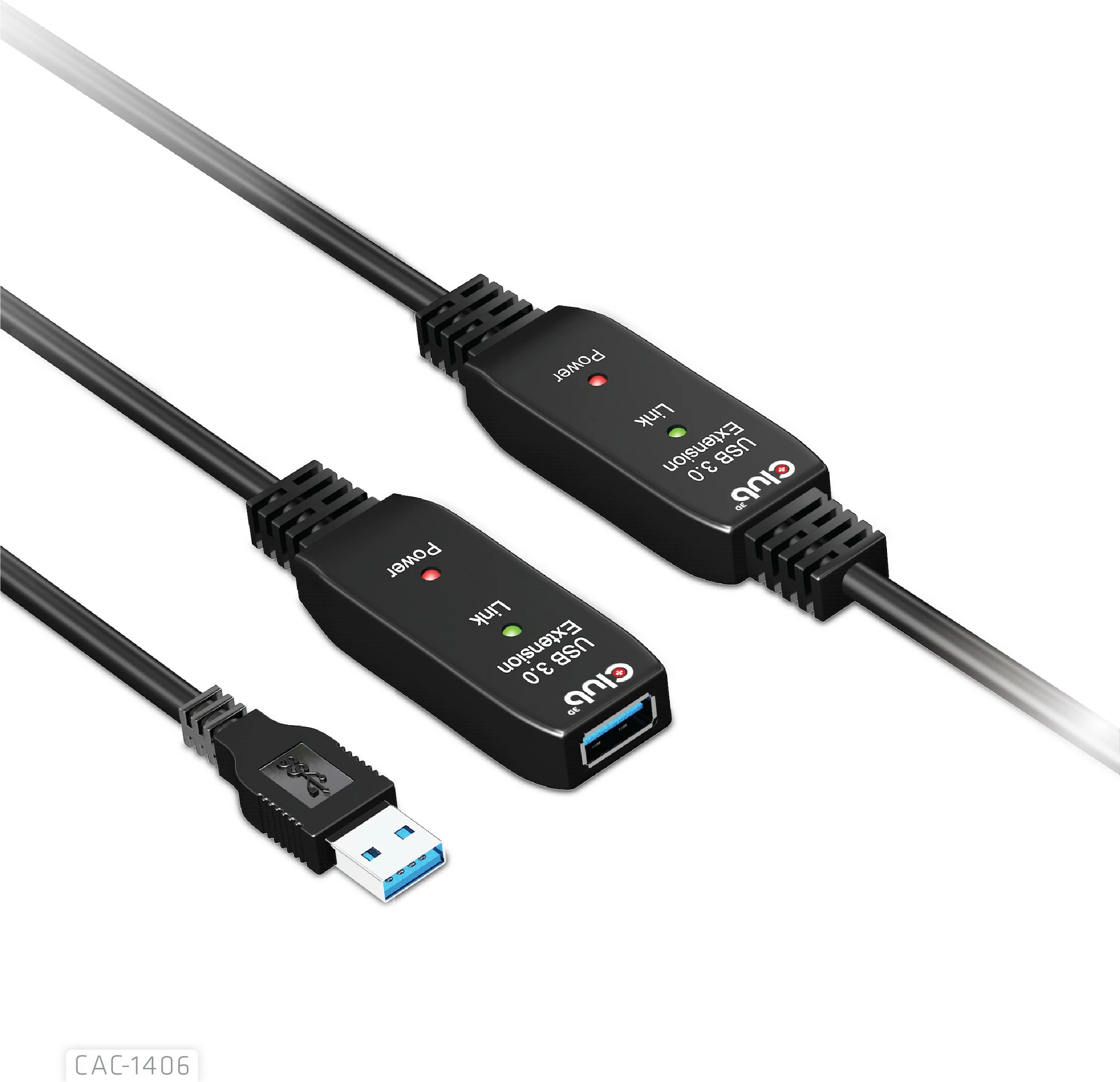Kabllo USB zgjatuese Club3D 15m, USB 3.2, e zezë
