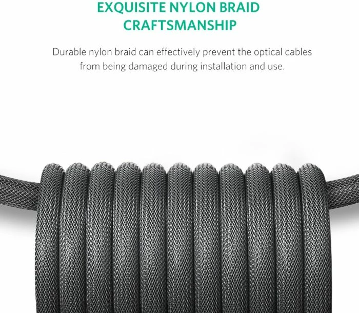 kabllo audio optike Toslink UGREEN 10541 3 m e thurme (braided) zi/argjendtë, n'kuti